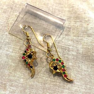 Beautiful Seahorse Earrings with stones, Vintage